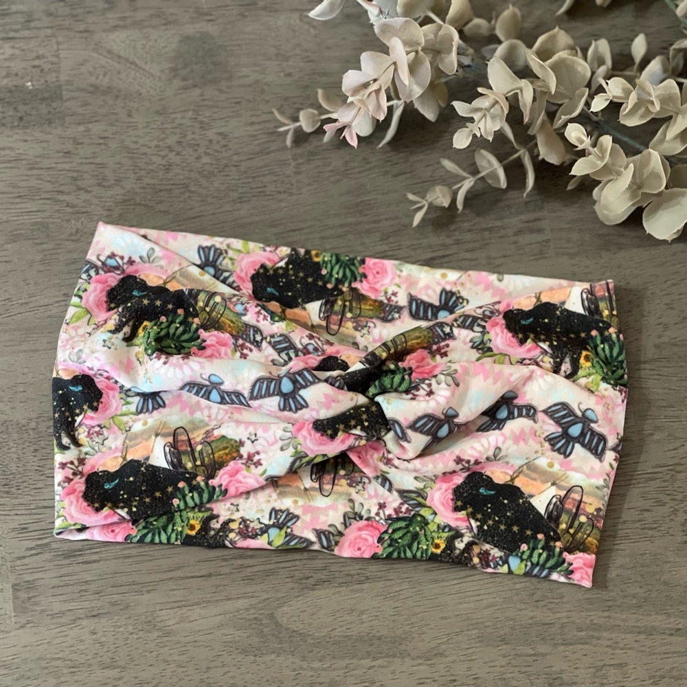 Buffalo & flower twist headband